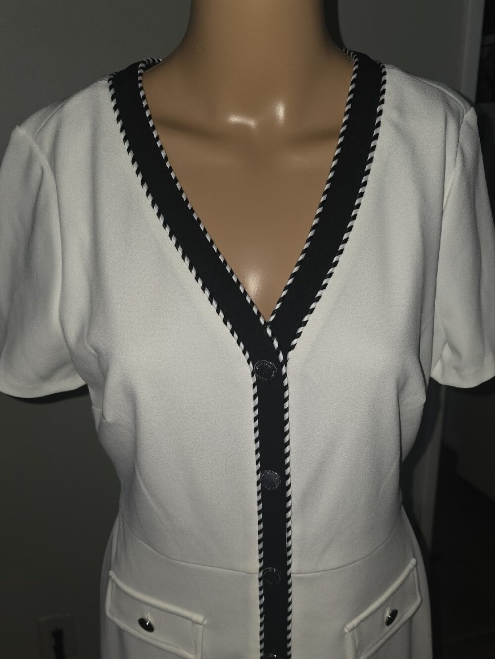 Karl Lagerfeld White Dress with Black Trim - Picture 2 of 8